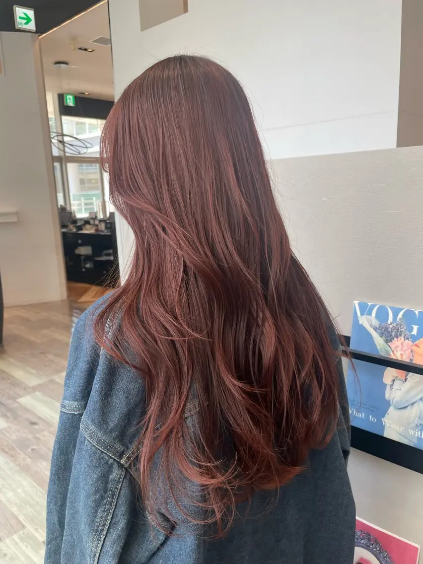 ロング カラー ブラウンカラー ピンクカラー ピンクブラウン k-twoたき✨艶感 カラー/美髪矯正のヘアスタイル
