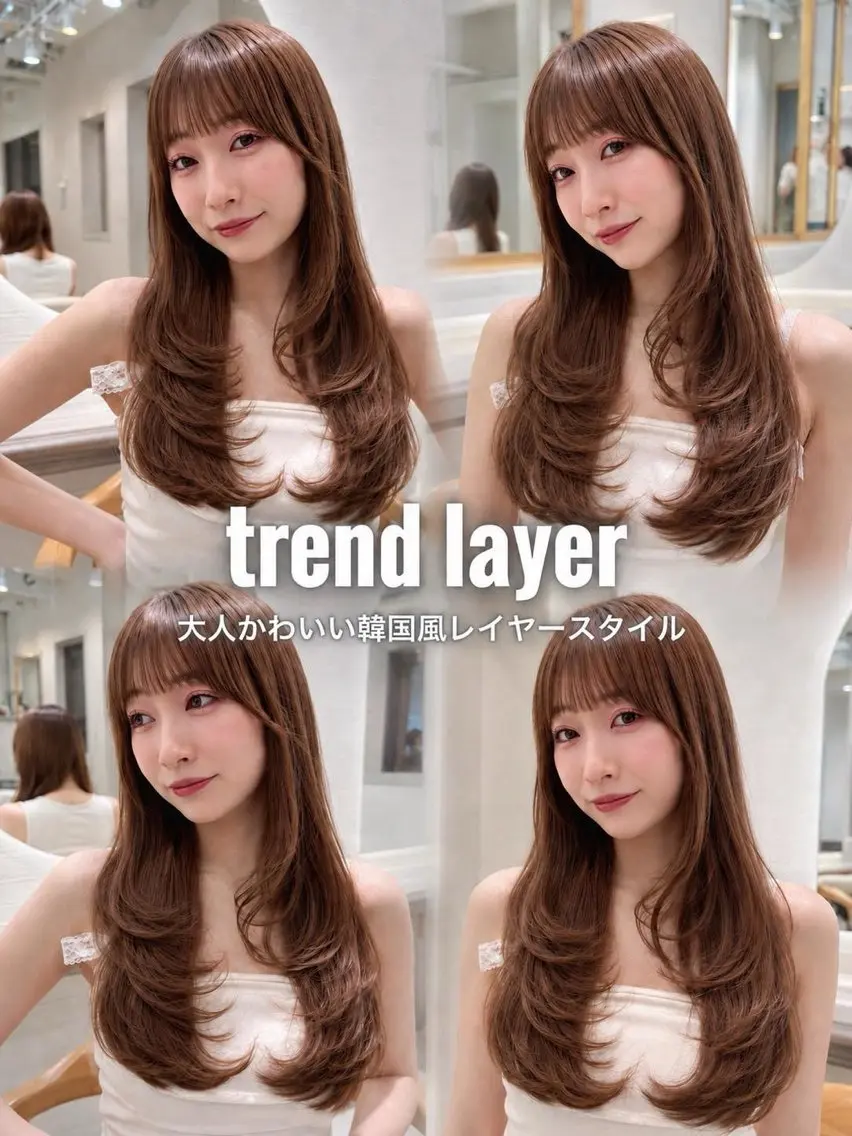 ロング ヘアカラー トリートメント 𝜗𝜚ブリーチ /レイヤー𝜗𝜚のヘアスタイル