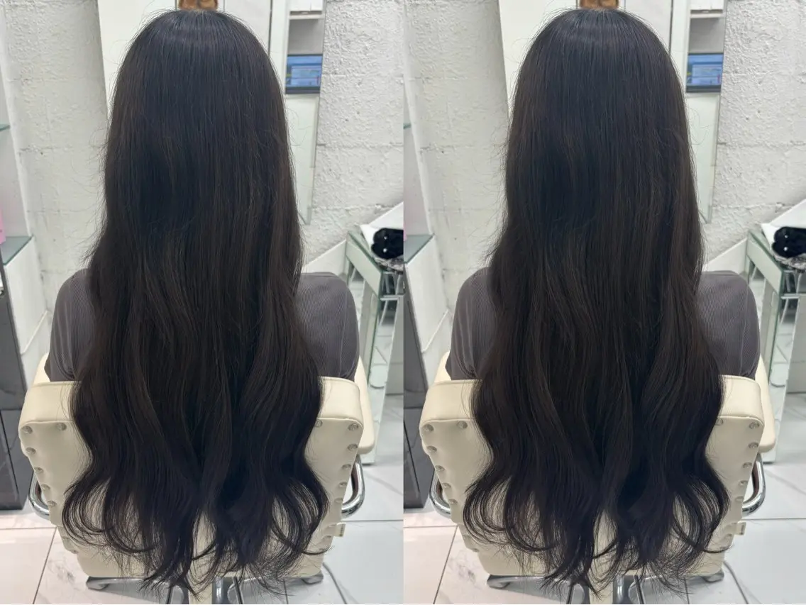 ロング カット ヘアカラー 透明感ツヤカラー/ 縮毛矯正/静岡のヘアスタイル