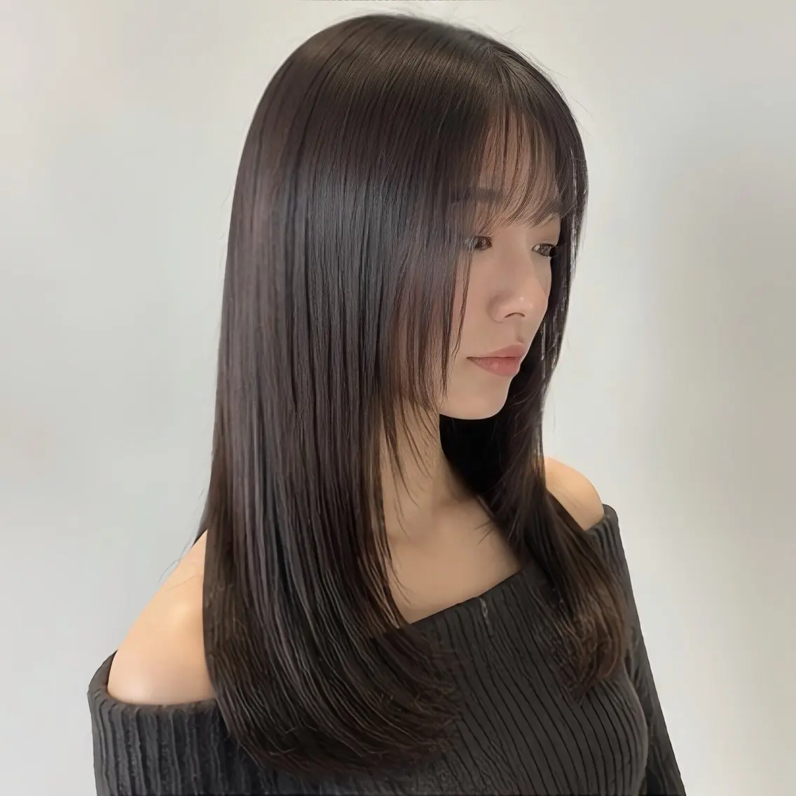 ロング 縮毛矯正 トリートメント 池袋/縮毛矯正 韓国レイヤーおばかんのヘアスタイル