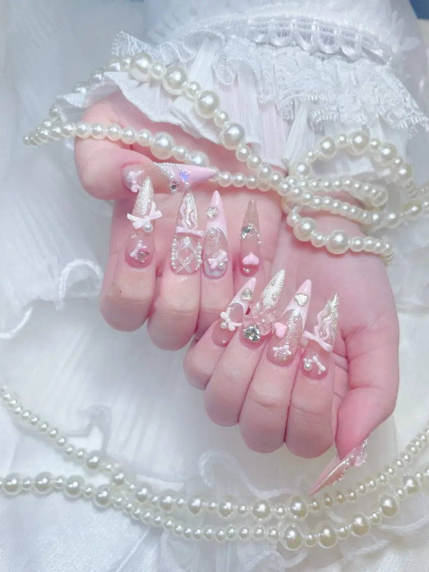 ネイル クリアネイル 韓国ネイル マグネットネイル ピンク スカルプネイル ハンドネイル princess スカルプ専門店のネイルデザイン