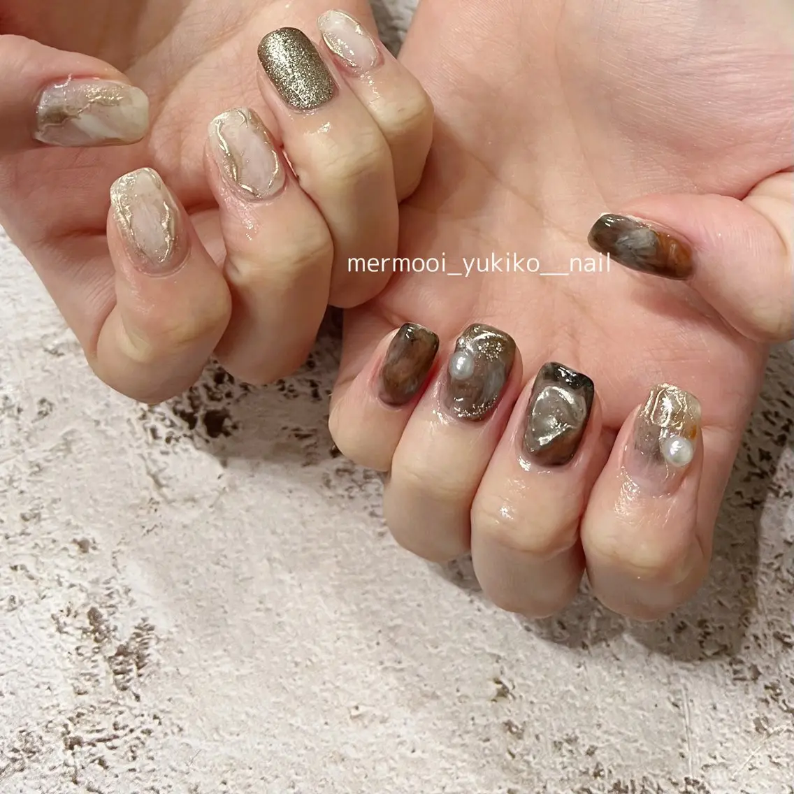 ネイル アートネイル クリアネイル ジェルネイル 韓国ネイル ミラーネイル mermooi nailのネイルデザイン