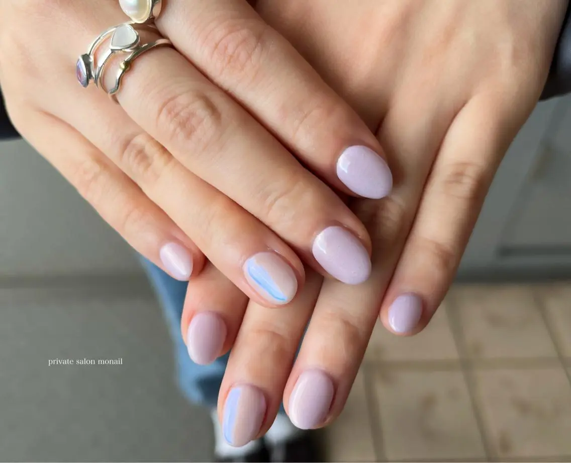 ネイル オーロラネイル ワンカラーネイル ハンドネイル nail salon monailのネイルデザイン
