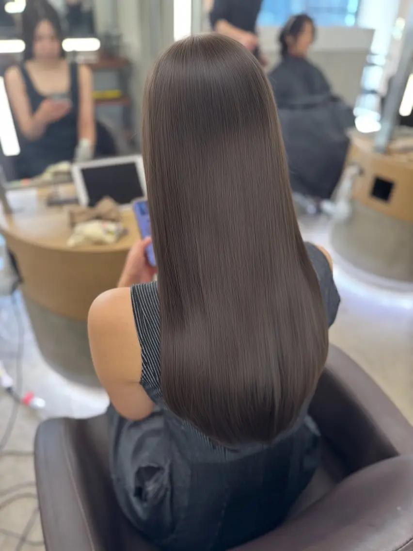 ロング トリートメント 酸性ストレート カット ヘアカラー トリートメント クワハタ ショウタのヘアスタイル