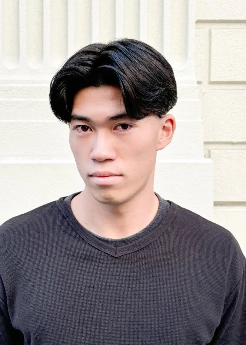 ショート メンズ センターパート メンズパーマ カット 三宮メンズカット ヨシイッキのヘアスタイル