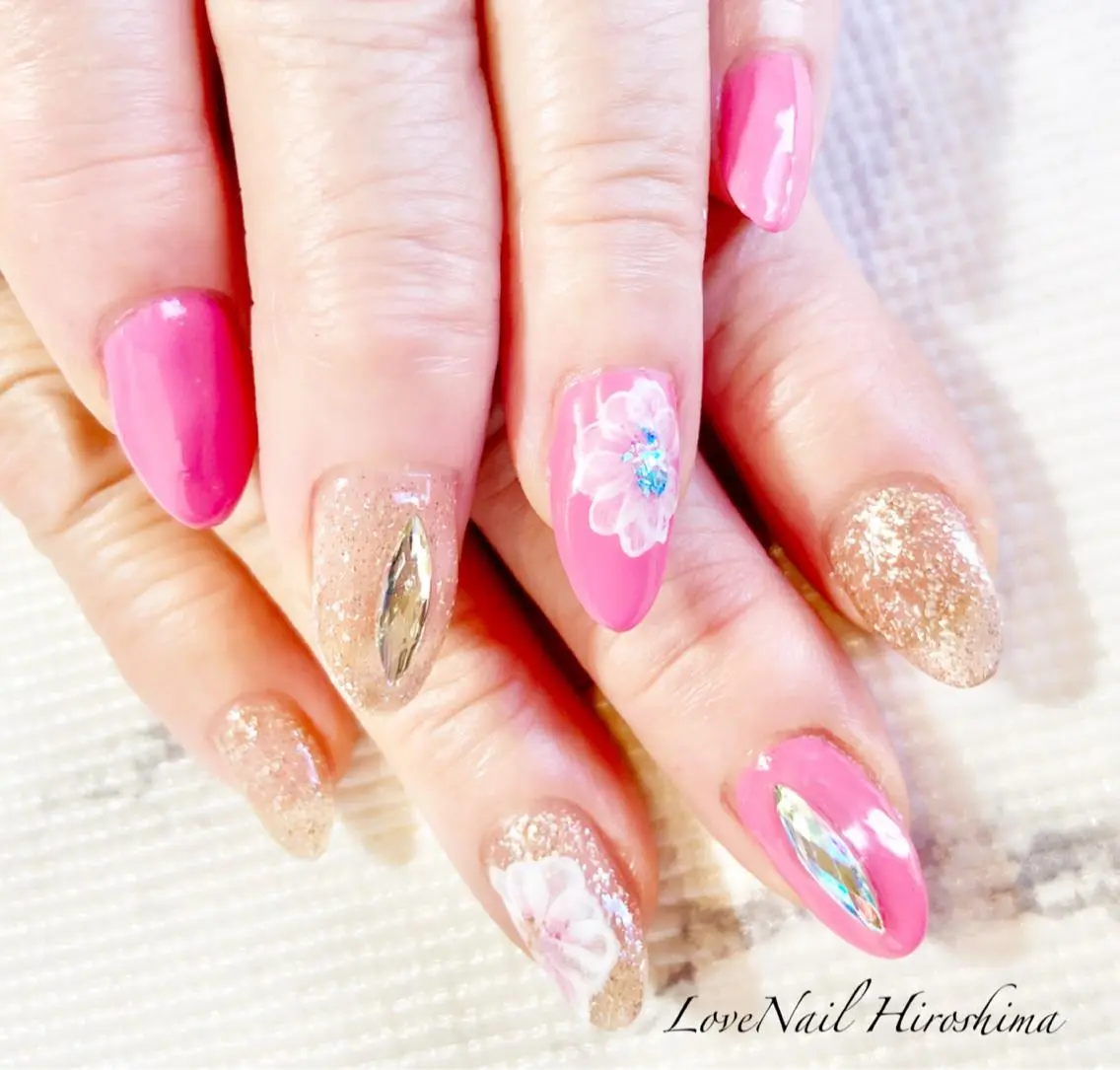 ネイル フラワーネイル スカルプネイル LoveNail HIROSHIMAのネイルデザイン