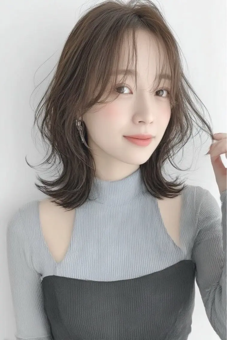 ミディアム カラー ヘアカラー 🍒モテ暖色カラー × うる艶✧ ゆなのヘアスタイル