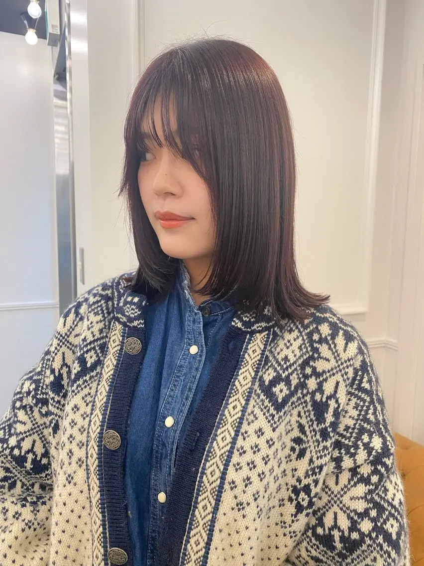 ミディアム ピンクラベンダー カット ヘアカラー トリートメント HARUKA🍒 toccaのヘアスタイル