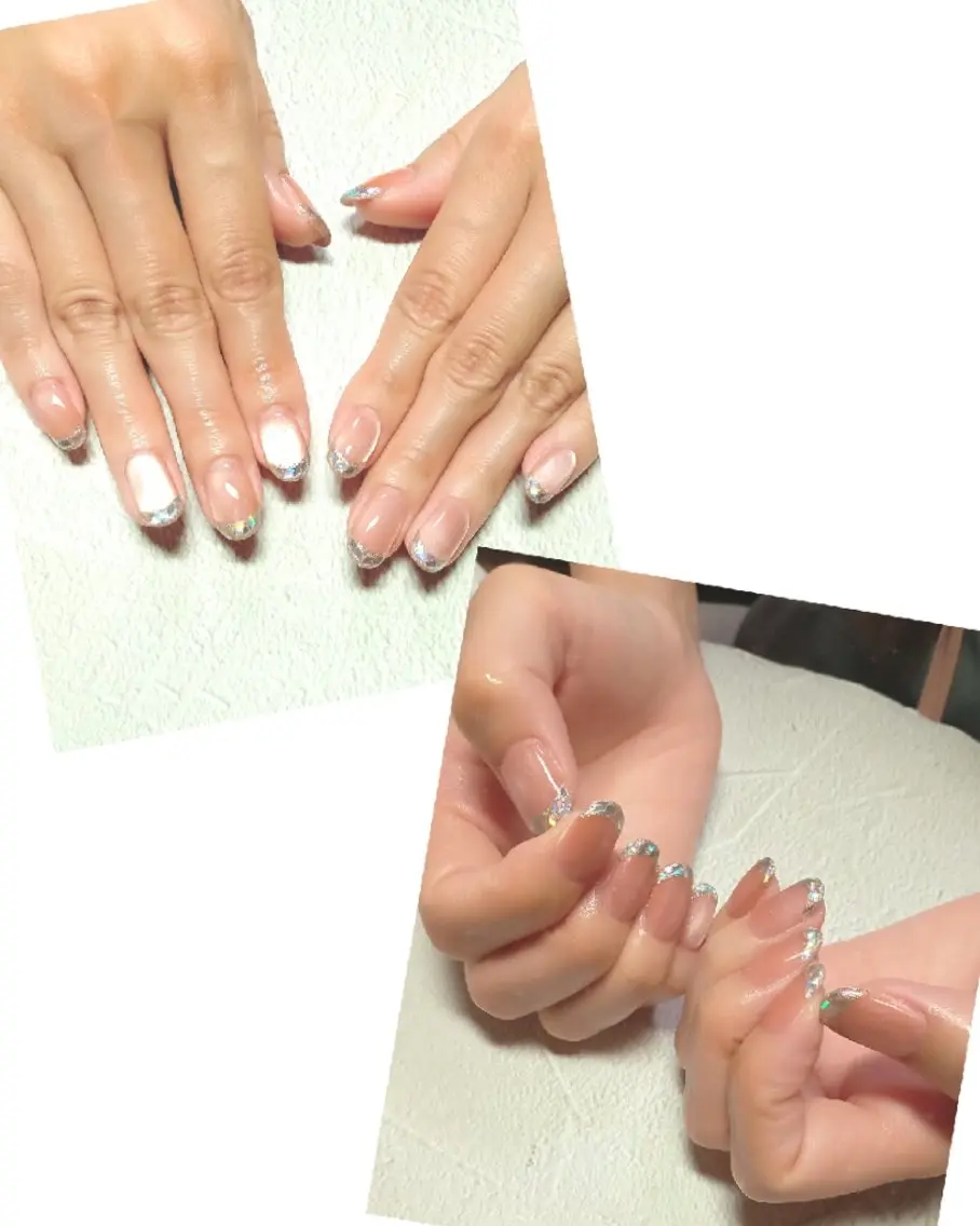 ネイル フレンチネイル ジェルネイル ガラスフレンチ キラキラネイル マグネットネイル ハンドネイル flure de neige yukiのネイルデザイン