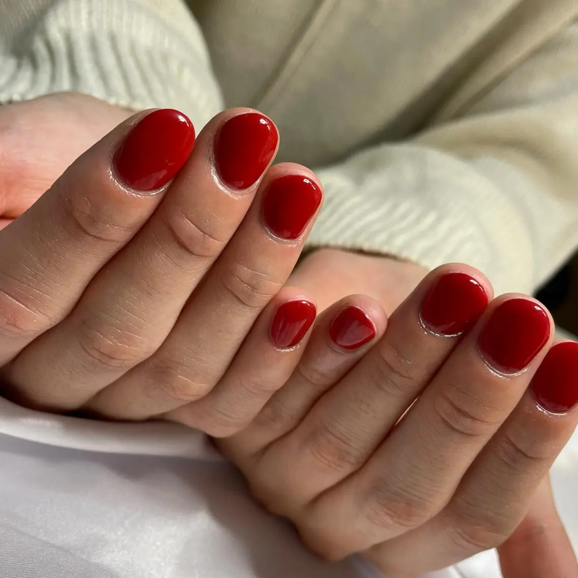 ネイル ワンカラーネイル 赤色 韓国/網紅/パーツ M-salonのネイルデザイン