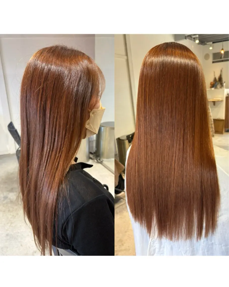 ロング 縮毛矯正 小久保 あかりのヘアスタイル