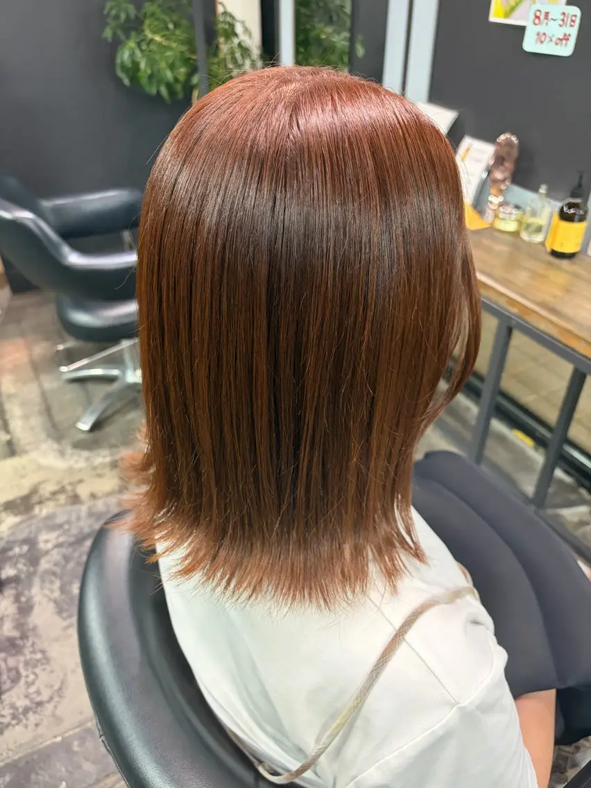 ミディアム カラー ブラウンカラー オレンジ オレンジブラウン 中井 菜々香のヘアスタイル