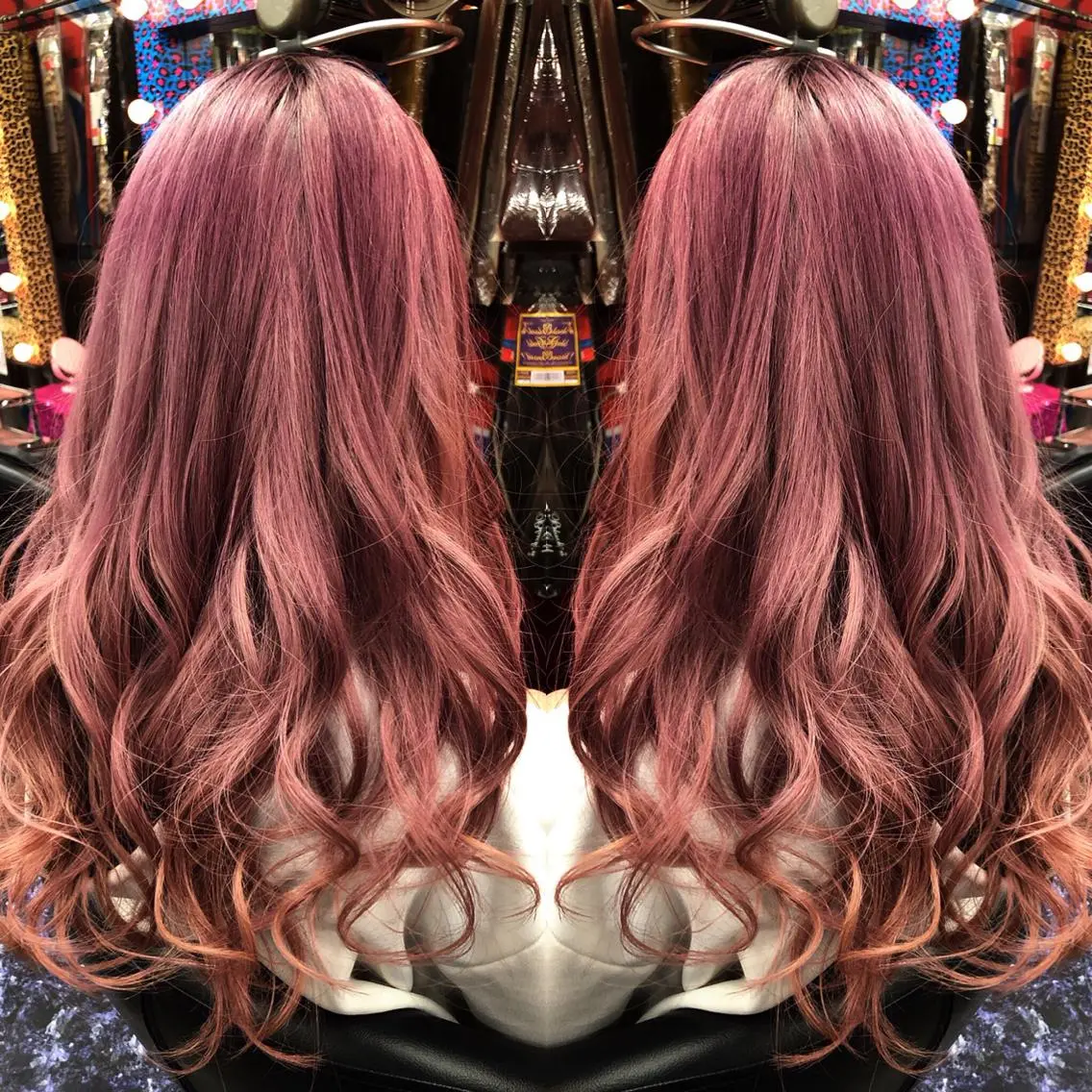 ミディアム カラー ヘアアレンジ アッシュ ブリーチ ピンクカラー ヘアカラー 今泉 周のヘアスタイル