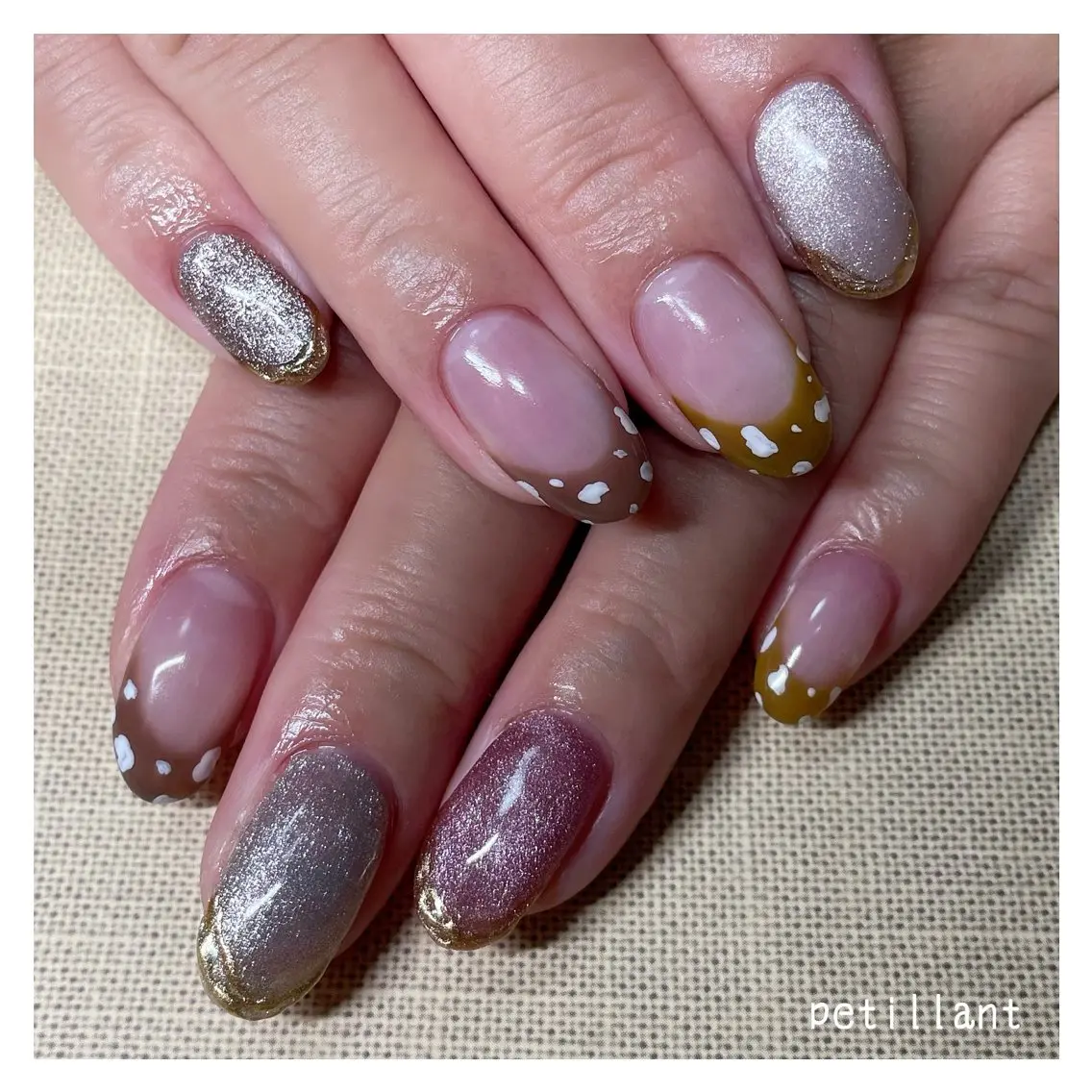 ネイル アートネイル フレンチネイル 持ち込み nail salon petillantのネイルデザイン