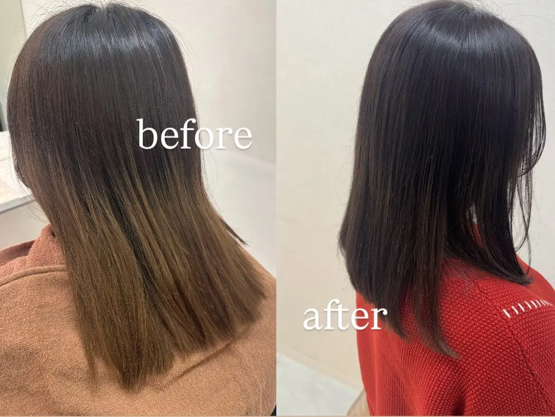 ミディアム カット ヘアカラー トリートメント 縮毛矯正/艶カラー/ asukaのヘアスタイル