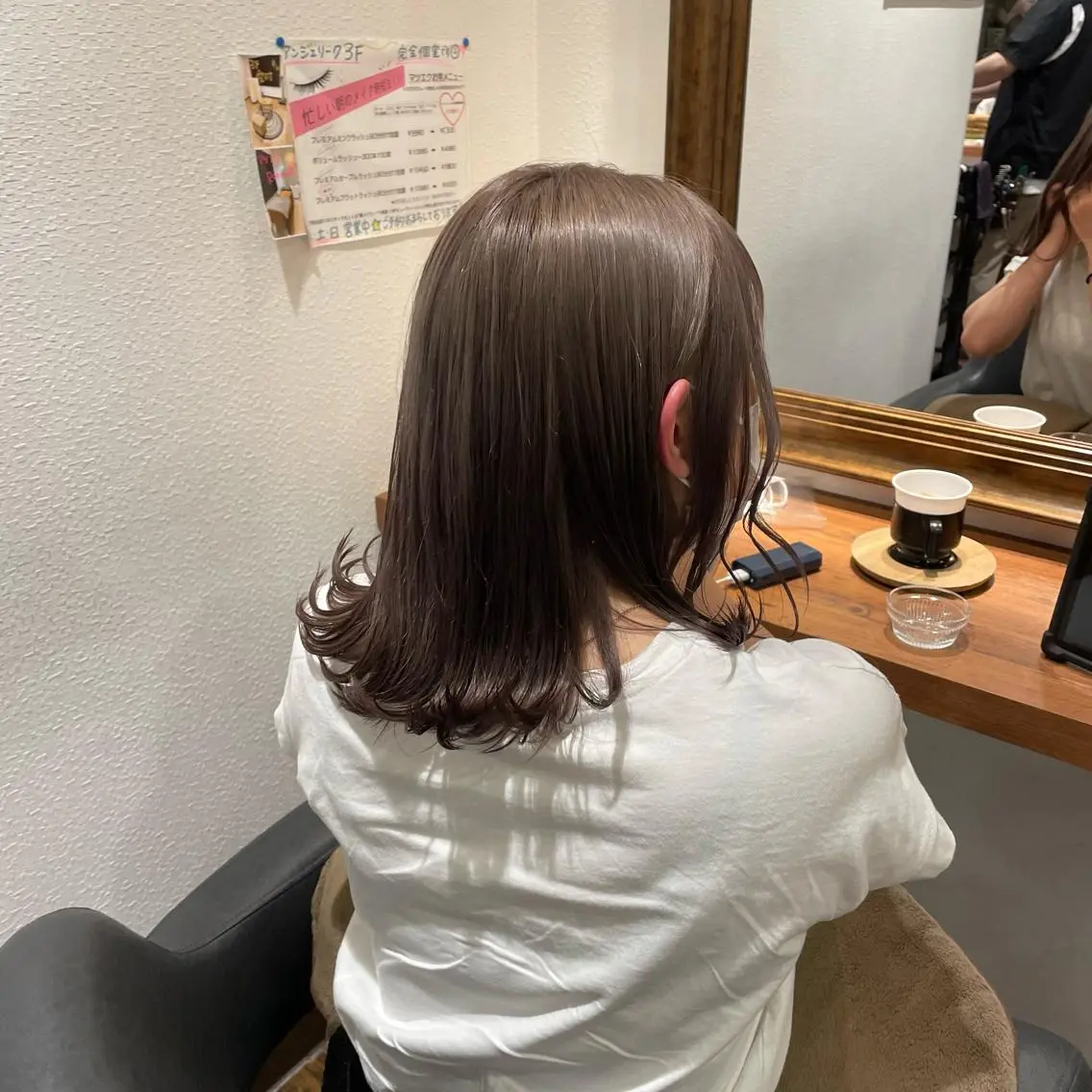 ミディアム カラー グレージュ ミルクティーグレージュ カット ヘアカラー Wataru 髪質改善カラー💎のヘアスタイル