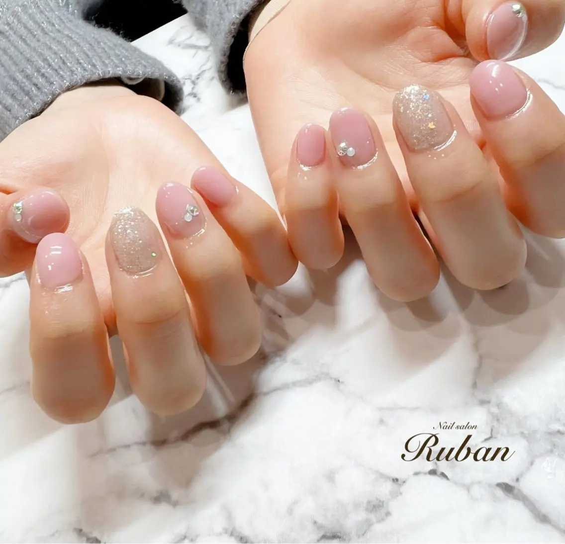 ネイル 入学式 卒業式 ピンク ショートネイル Nail salon Rubanのネイルデザイン