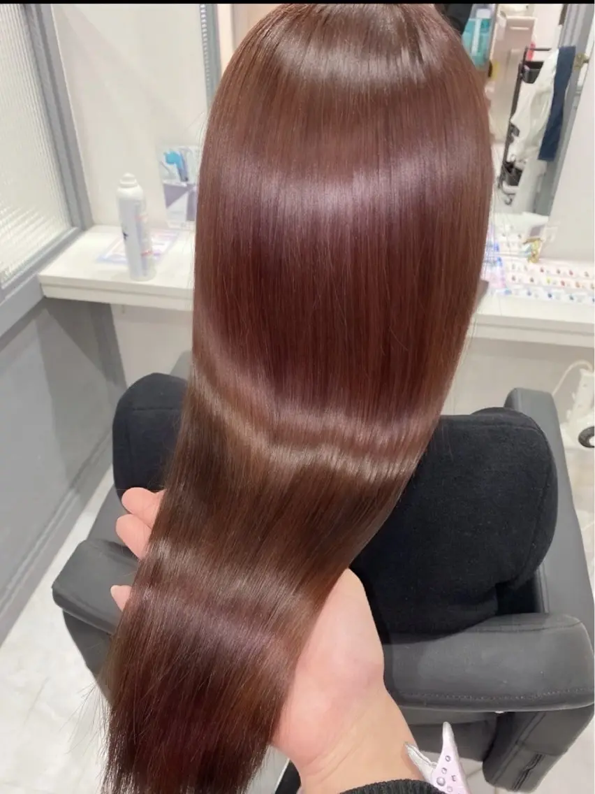 ロング ピンクブラウン 髪質改善 カット ヘアカラー トリートメント 💎韓国レイヤー ×エクステゆうま💎のヘアスタイル