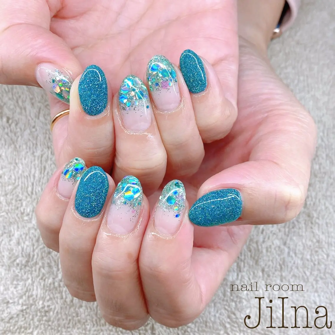 ネイル ラメ(グリッター) ラメグラデーション ワンカラーネイル JiIna nailのネイルデザイン
