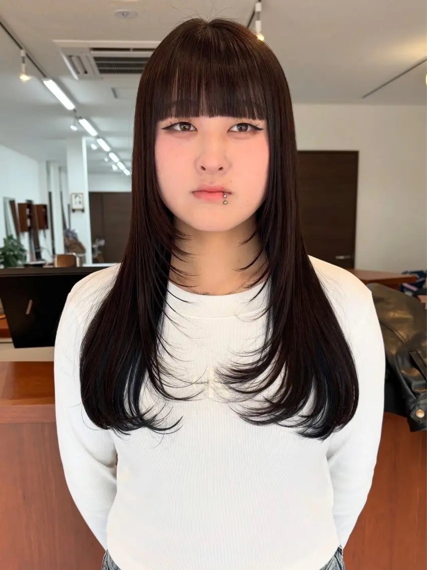ロング カット ヘアカラー 🌈トップデザイナー 金沢駅近nanamiのヘアスタイル
