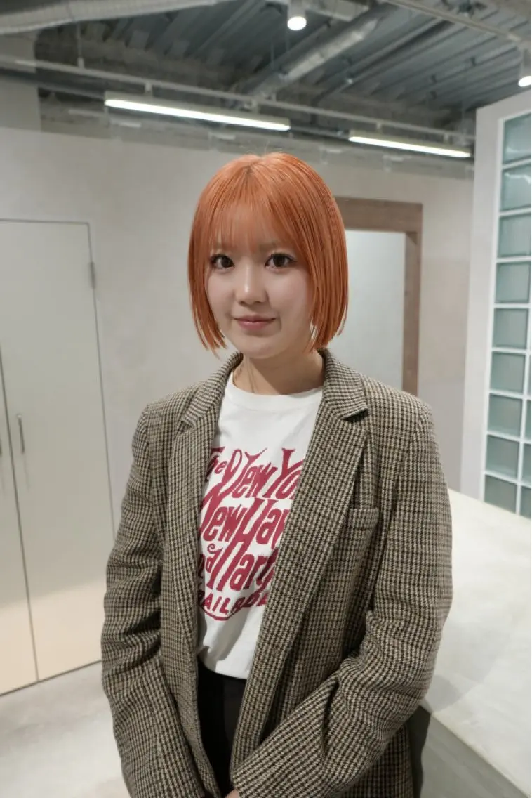 ショート カラー ベージュカラー オレンジ オレンジベージュ ボブ 鈴木/ボブ/ ミルクティー/ピンクのヘアスタイル