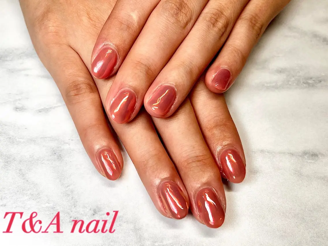 ネイル 長さ出し ジェルネイル ミラーネイル ニュアンスネイル ワンカラーネイル T&A nailのネイルデザイン