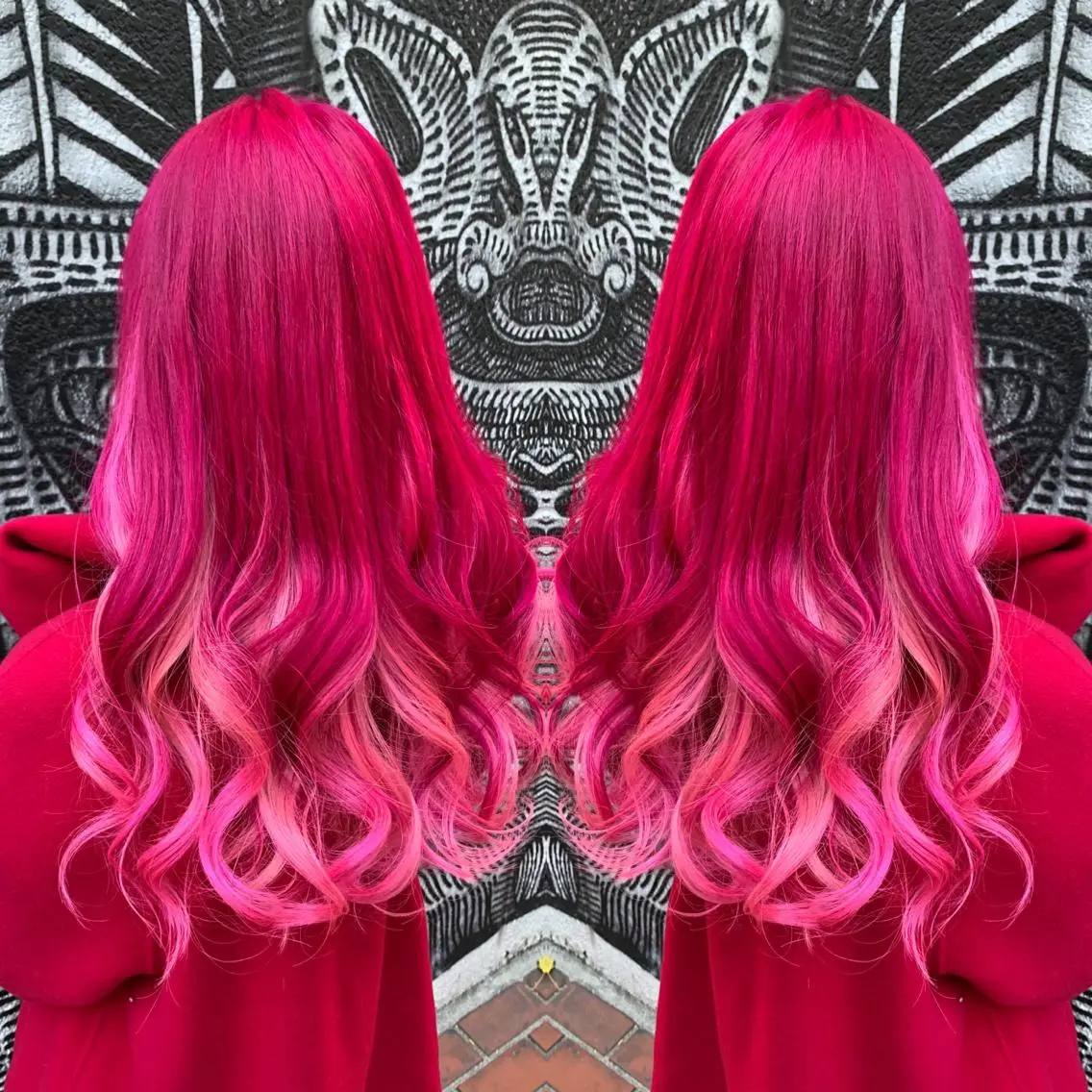 ロング カラー ヘアアレンジ インナーカラー ピンクカラー 🌈派手髪エクステ ブレイズ🌈ひろとのヘアスタイル
