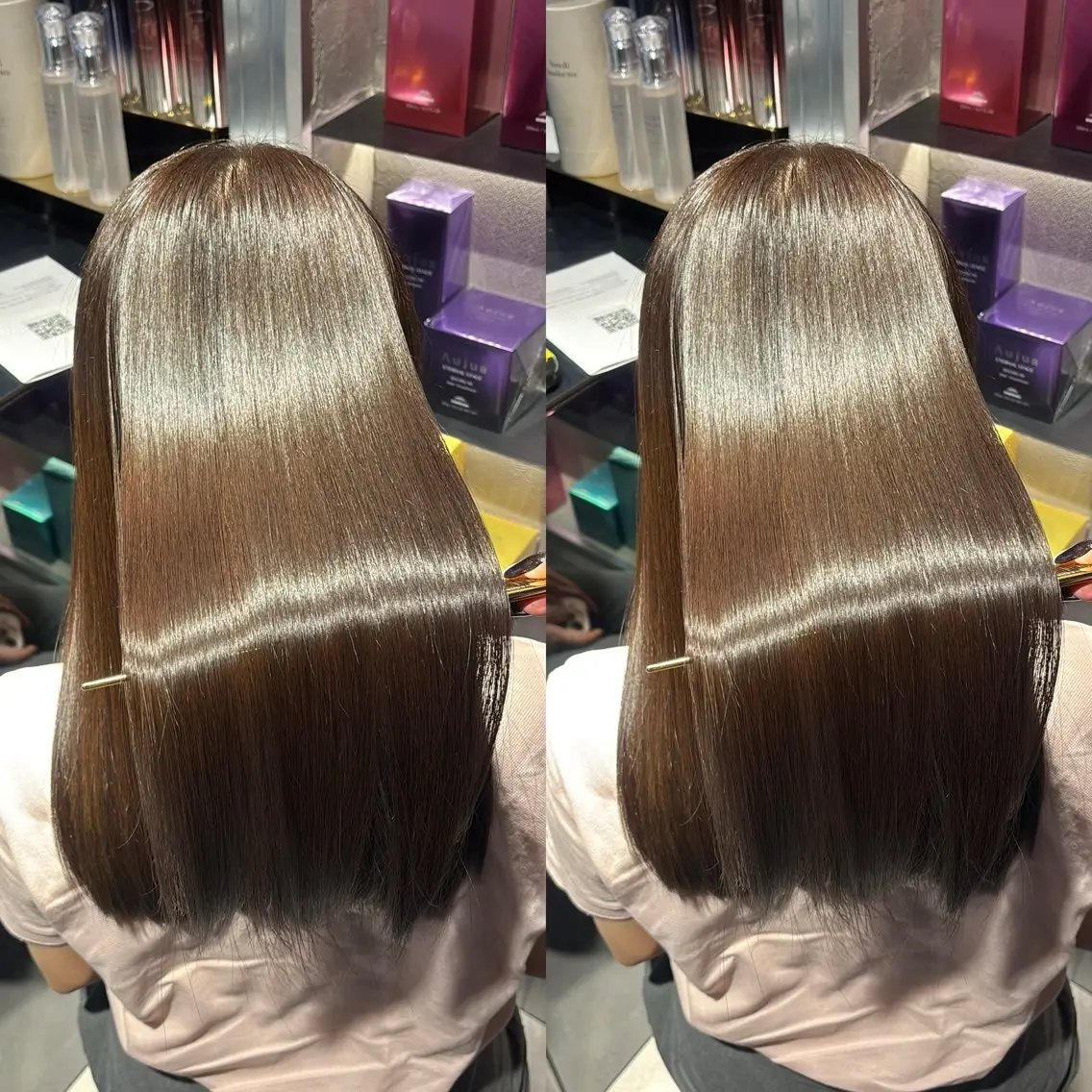 セミロング カラー カット ヘアカラー 縮毛矯正 トリートメント レイヤー/髪質改善 /艶カラー/SAKIのヘアスタイル