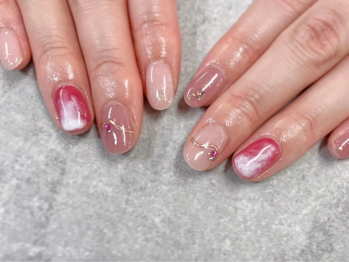 ネイル ラメ(グリッター) ミラーネイル ニュアンスネイル ハンドネイル foglia❁﻿. ⌇﻿imamuraのネイルデザイン