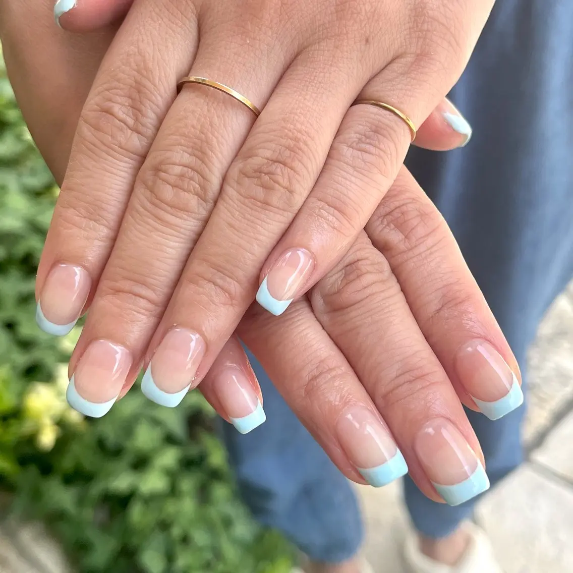 ネイル フレンチネイル 水色 パステルネイル 坂口 莉愛のネイルデザイン