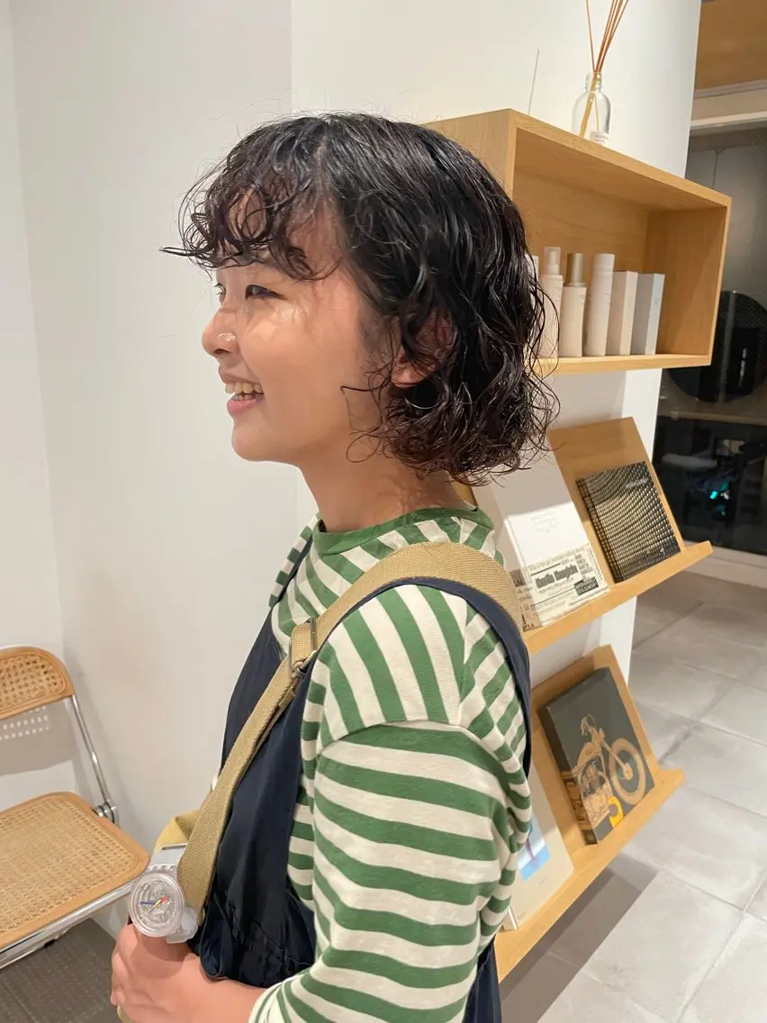 ショート カラー パーマ カット パーマ トリートメント 土川 陽菜のヘアスタイル