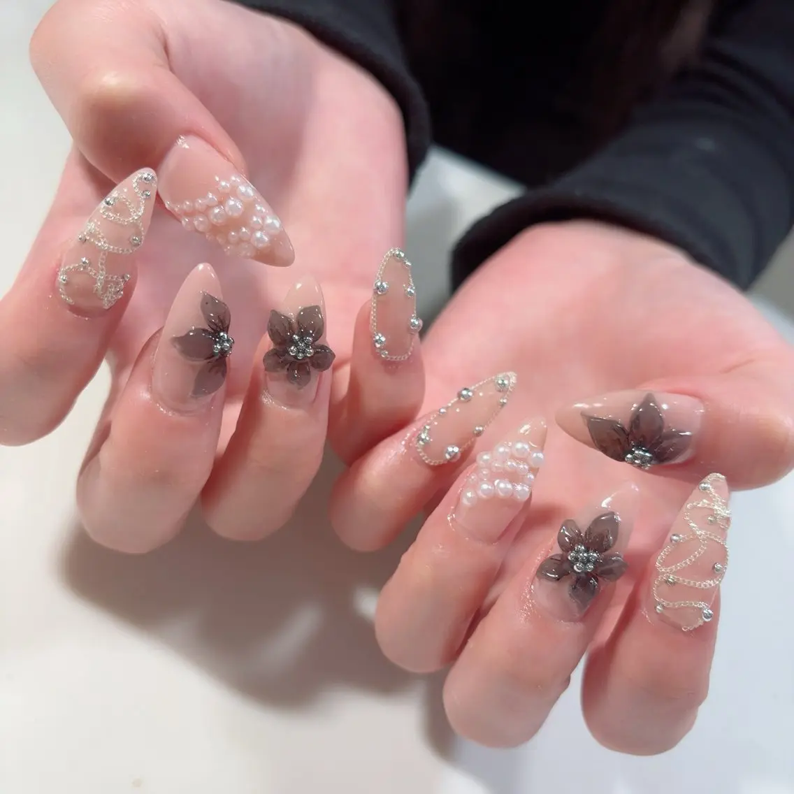 ネイル 成人式 ロングネイル ハンドネイル * haruのネイルデザイン