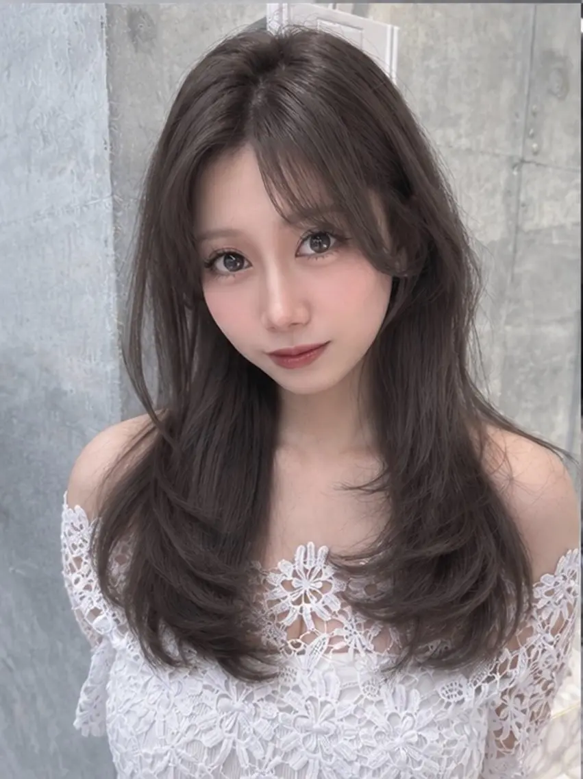 セミロング カラー 透明感カラー グレージュ レイヤーカット カット ヘアカラー トリートメント ✨レイヤー/韓国 ヘア/✨ハルのヘアスタイル