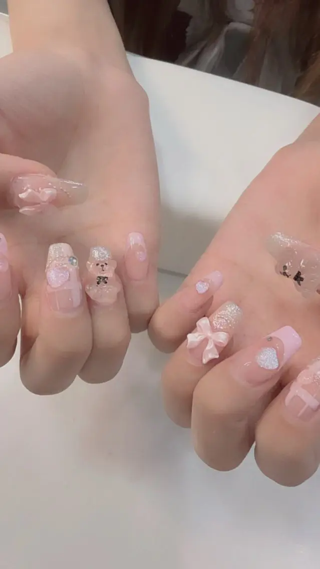 ネイル ガーリー ピンク ハンドネイル 鶴橋wooone nail.rieのネイルデザイン