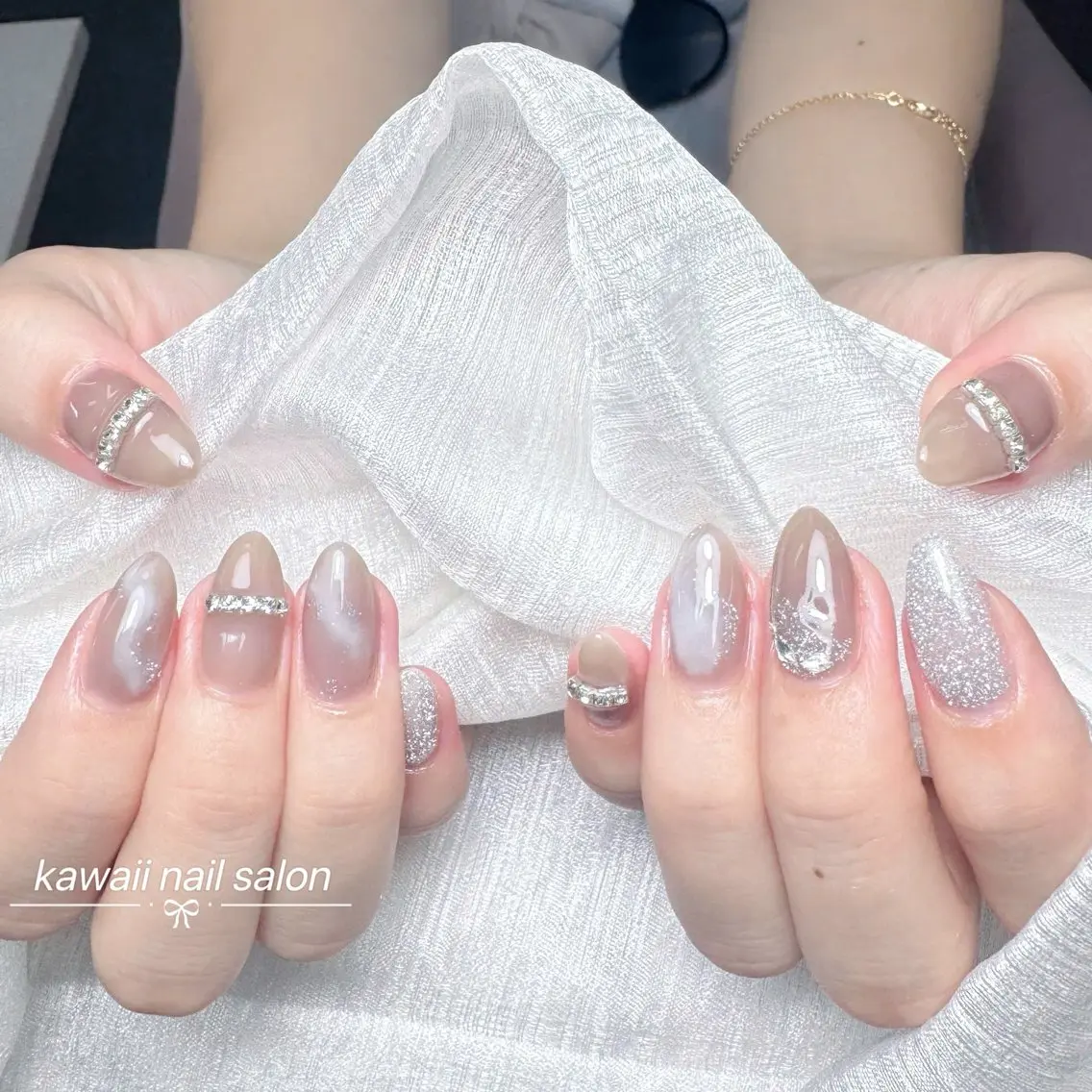 ネイル チークネイル ドット フレンチネイル 韓国ネイル レース Kawaii _Nailのネイルデザイン
