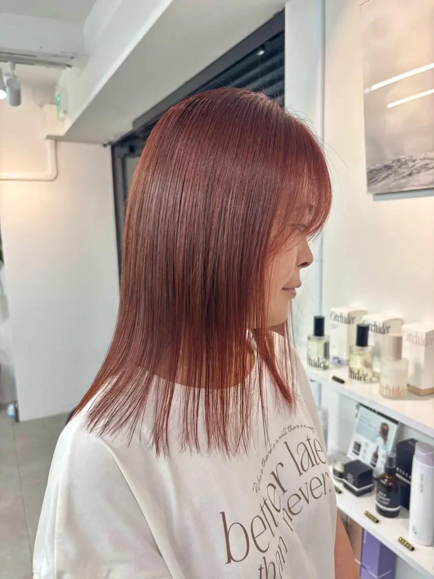 ショート カラー ブリーチ ブラウンカラー ブリーチなしカラー レッドカラー レッドブラウン KILLA静岡 あやはのヘアスタイル