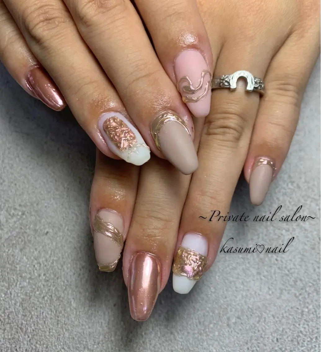 ネイル マグネットネイル ミラーネイル ニュアンスネイル 春ネイル KASUMI♡ Nailのネイルデザイン