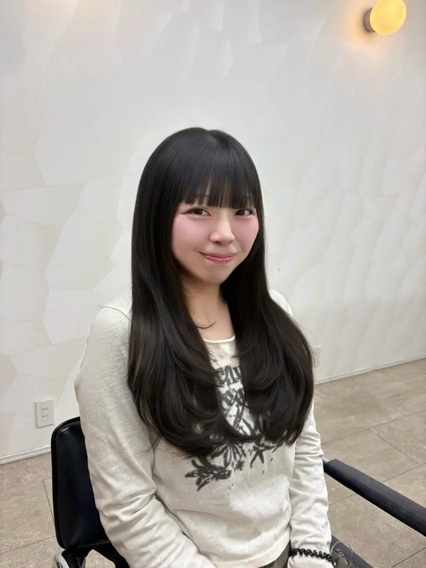 ロング パーマ レイヤーカット 縮毛矯正 HASHI AYAKAのヘアスタイル