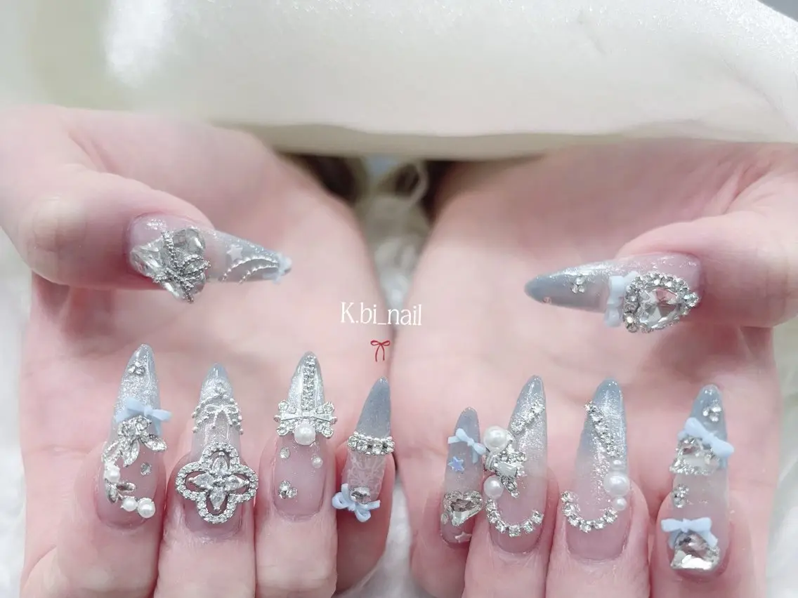 ネイル 成人式 ハンドネイル K.bi_nail ネイル長さ出し専門店のネイルデザイン
