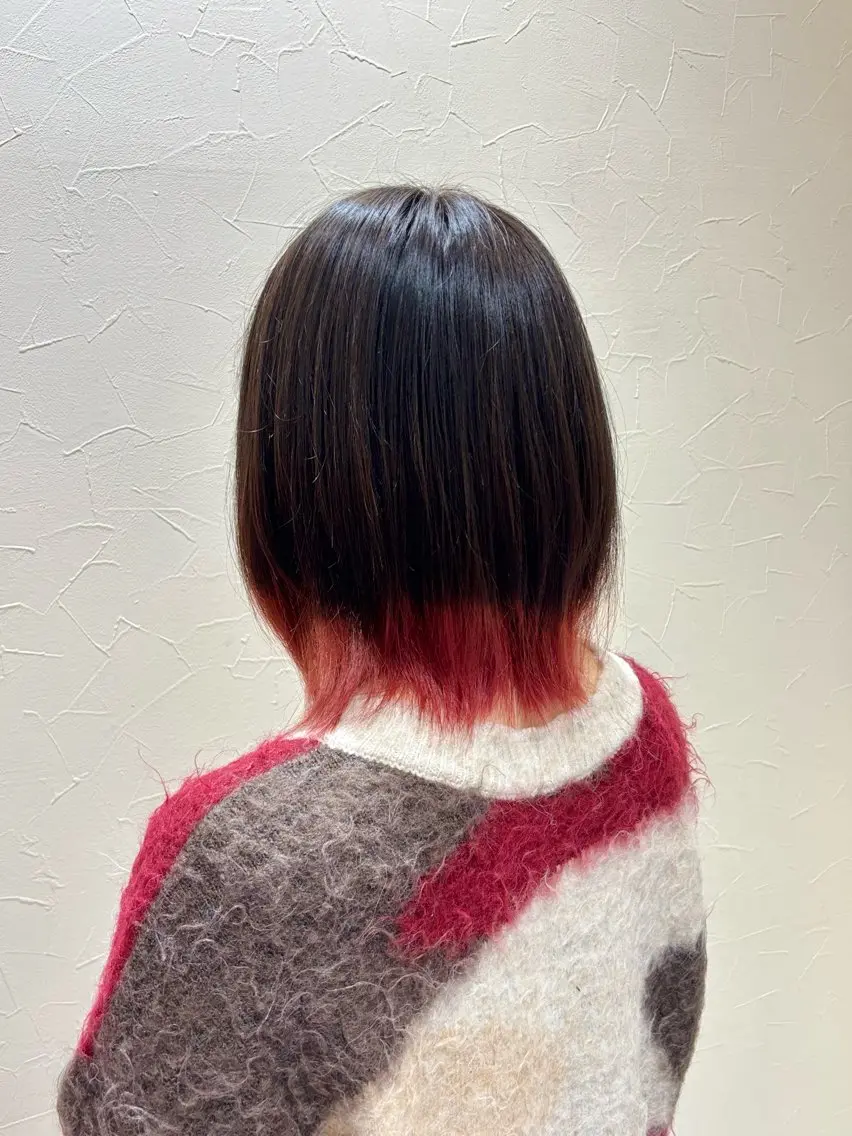 ミディアム カラー ボブレイヤー ラベンダーカラー ラベンダーピンク ピンクカラー ボブ カット ヘアカラー トリートメント 小野 友暉のヘアスタイル