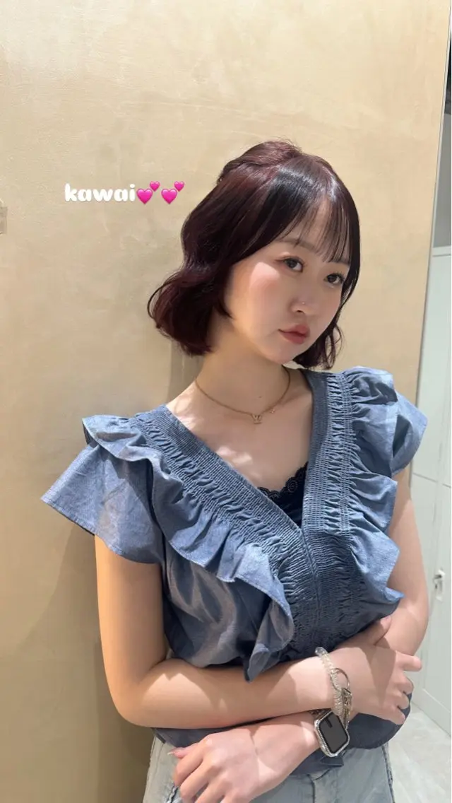 ショート カラー レッドカラー ボブ 中韓style 💄🤍愛子🇨🇳のヘアスタイル