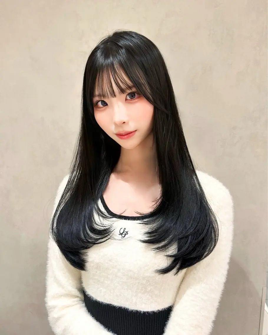 セミロング カラー 顔周りカット 韓国風ヘア レイヤーカット 顔周り特化/韓国ヘア /レイヤー/吉野幸大のヘアスタイル