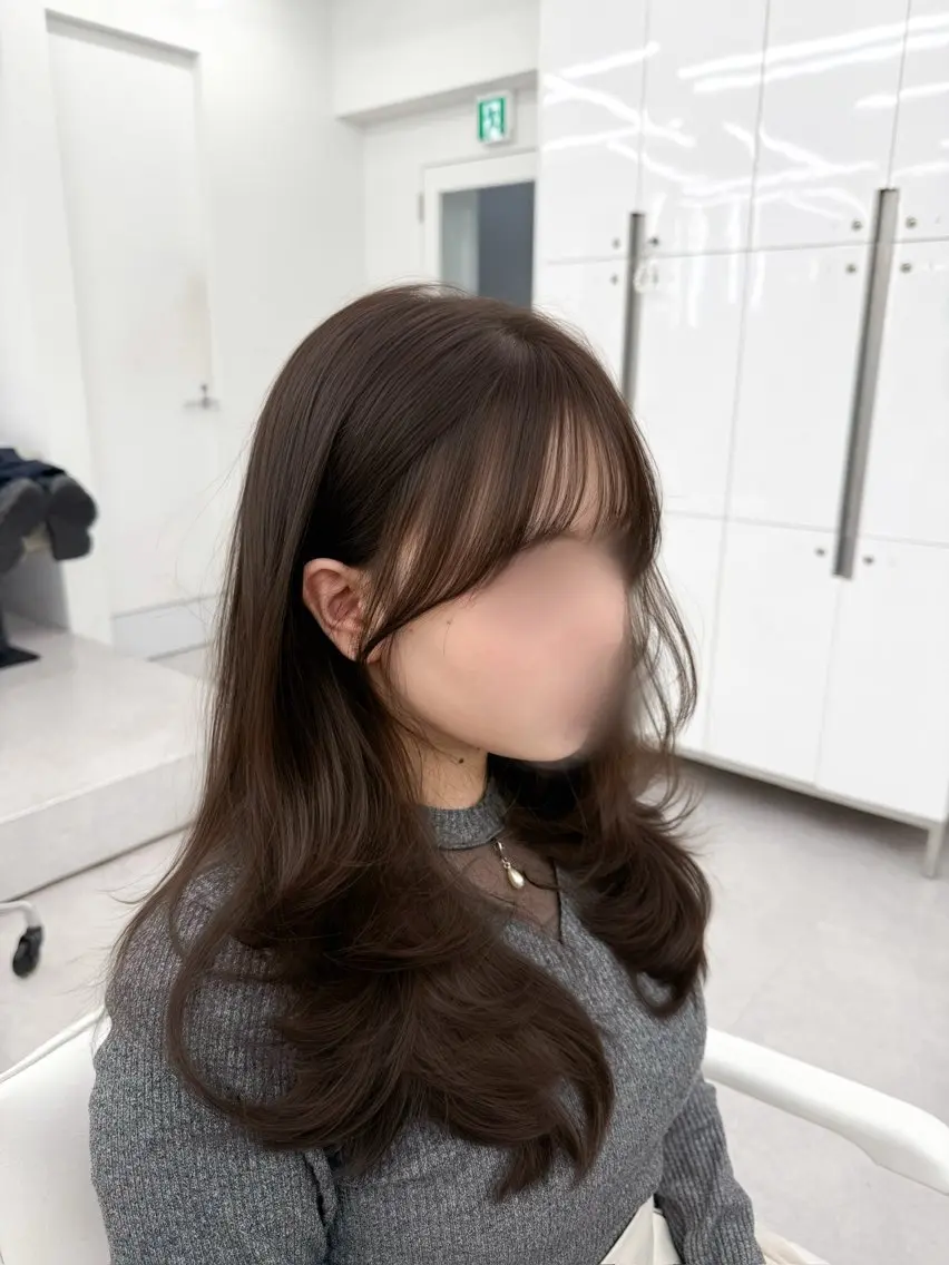 ロング カラー 透明感カラー 顔まわりレイヤー 顔周りカット ハッシュカット 髪質改善 カット ヘアカラー トリートメント 韓国ガーリーヘア🎀 Sayaka🤍のヘアスタイル