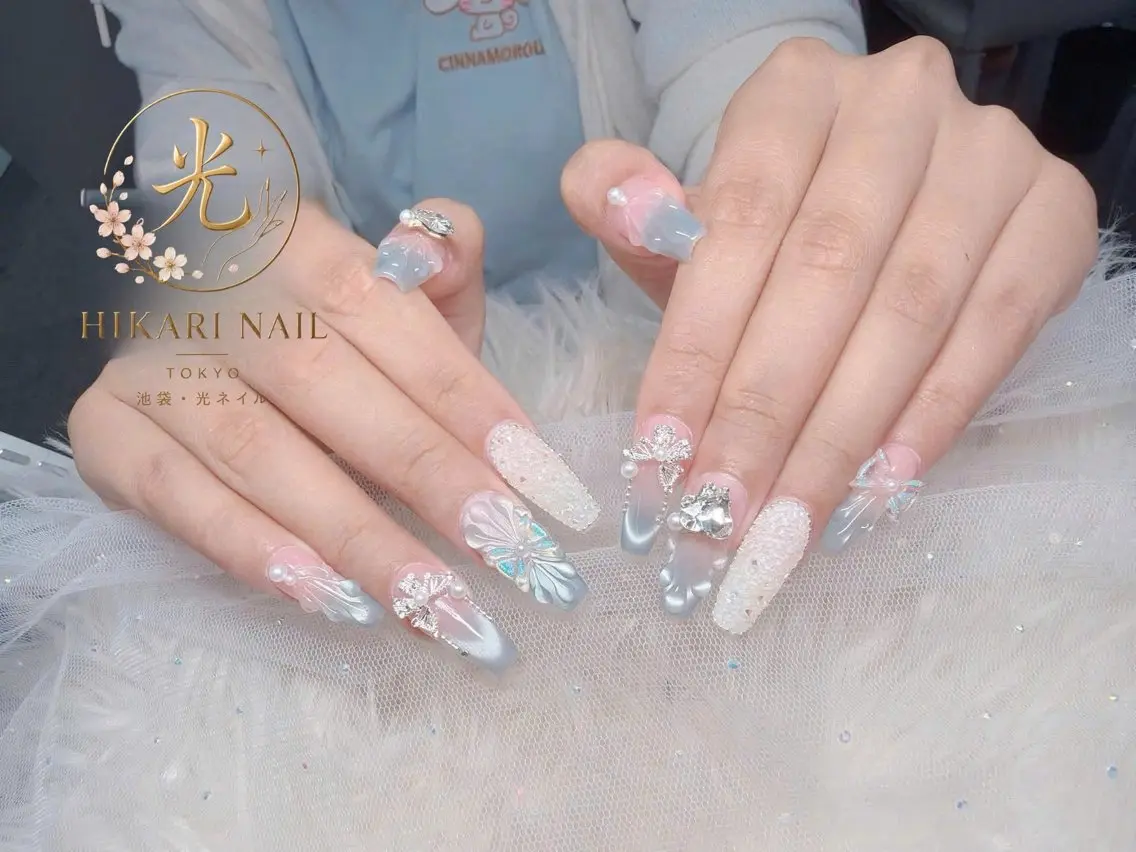 ネイル チークネイル 長さ出し フレンチネイル ガーリー ハロウィン ハンドネイル HikariNail Ikebukuroのネイルデザイン