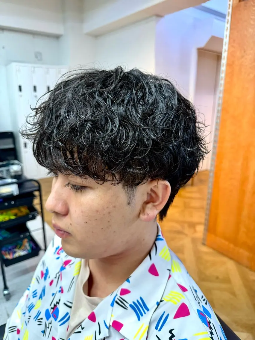 ミディアム パーマ メンズ カット パーマ 立川メンズ特化/ パーマ職人/氣田瞬介のヘアスタイル