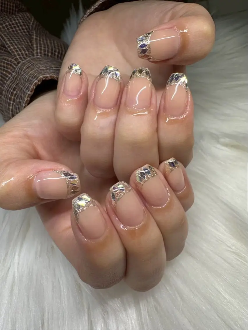 ネイル フレンチネイル ガラスフレンチ ハンドネイル Tam Tam Nailのネイルデザイン