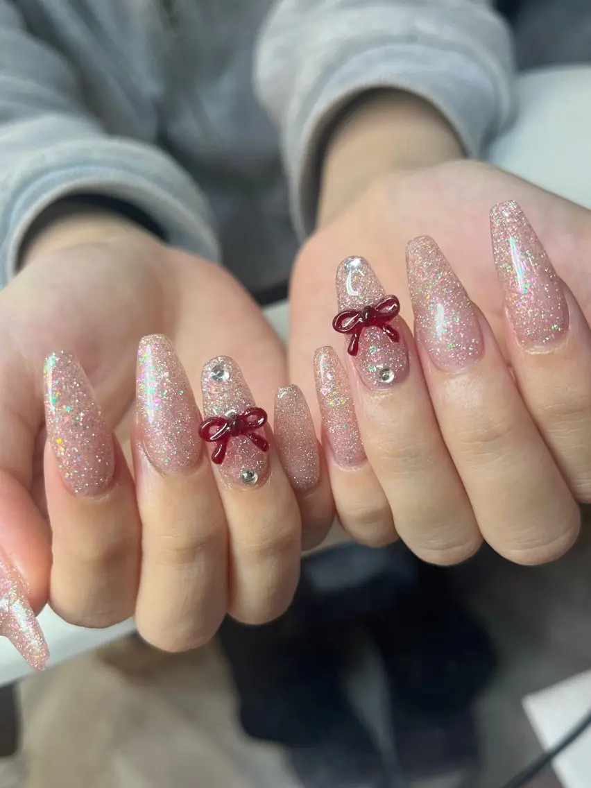 ネイル フラッシュネイル リボン ハンドネイル まり りぃ〜んのネイルデザイン