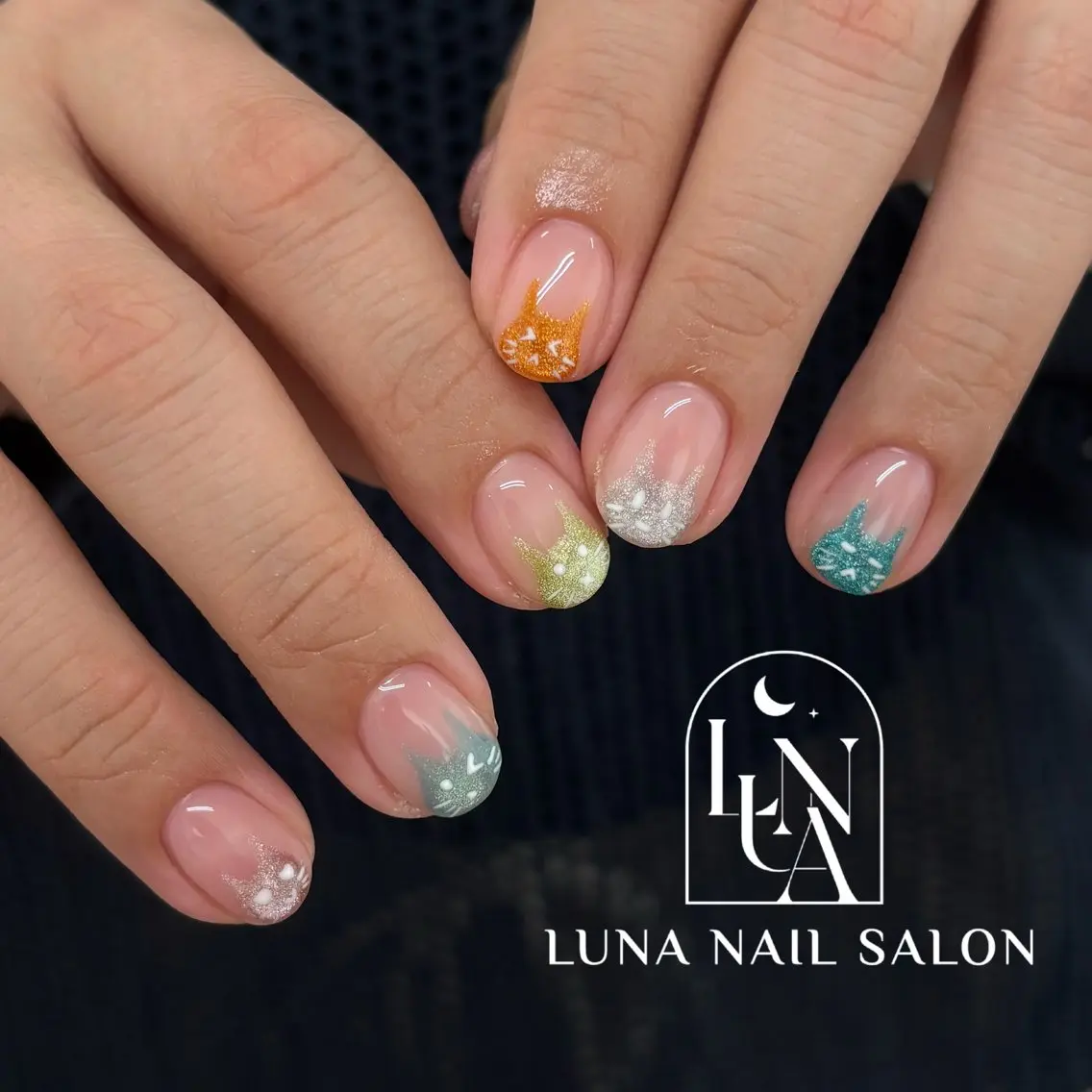 ネイル アートネイル フレンチネイル ジェルネイル ガラスフレンチ 韓国ネイル ハンドネイル ハンドケア LUNA Nail salon💕のネイルデザイン