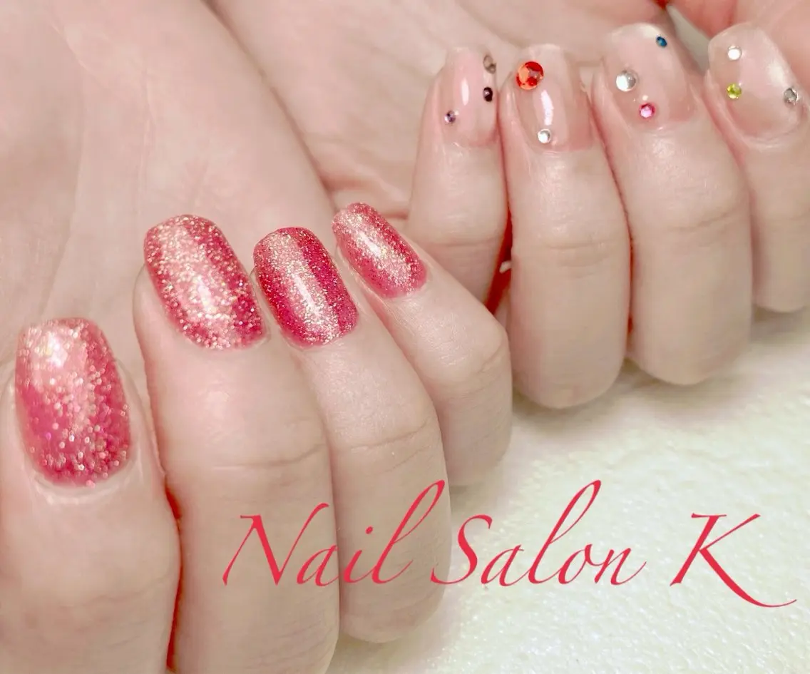 ネイル フラッシュネイル キラキラネイル マグネットネイル 持ち込み ハンドネイル Nail Salon K 🧸美爪育成のネイルデザイン