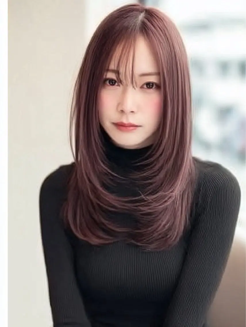 ロング 縮毛矯正 絶対綺麗な暖色カラー 🎯あります✨増渕✨のヘアスタイル
